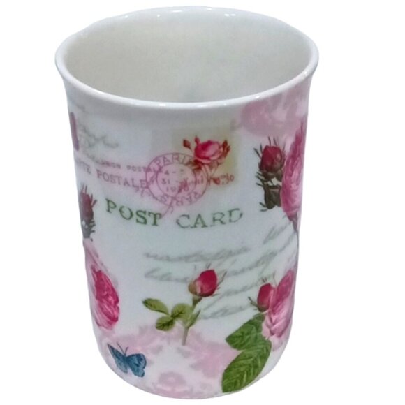 Vintage Dora Papis Easy Life Pink Roses Pattern Fine Bone China Mugs Set of 4 - Picture 5 of 8